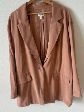 Open Edit Oversized Single-Button Blazer – Size 1X